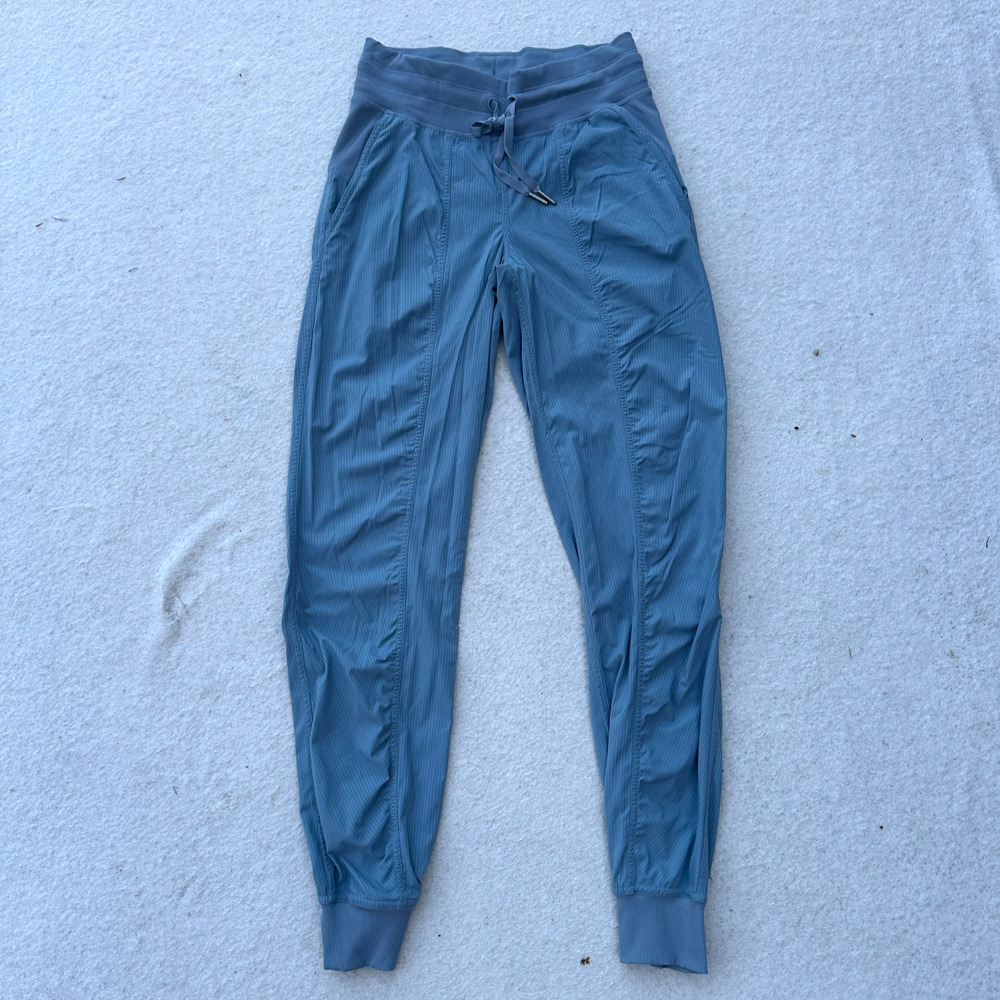 Lululemon Dance Studio Mid-Rise Jogger Full Length Women's Sz 2 Blue Drawstrings